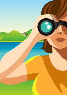 Through the binocular. Stock Illustration