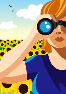 Through the binocular. Stock Illustration