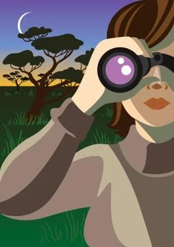 Through the binocular. Stock Illustration