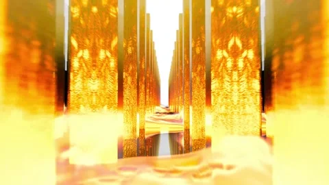 Through the burning hall of pillars intro Stock Footage 138902925