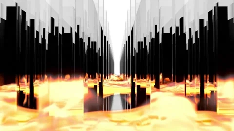 Through the burning hall of pillars intro Stock Footage 138902929
