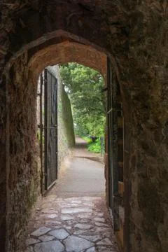 Through the castle door Stock Photos
