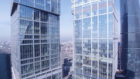 Through glass towers Stock Footage 78845678