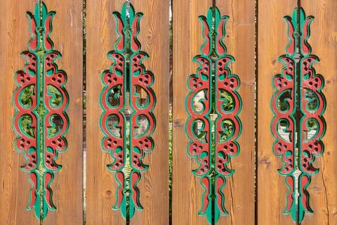 Through ornament in boards. Stock Photos