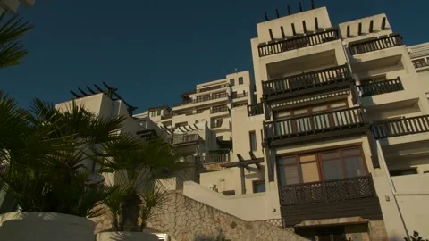 Through palm trees view of the building Stock Footage 130751625