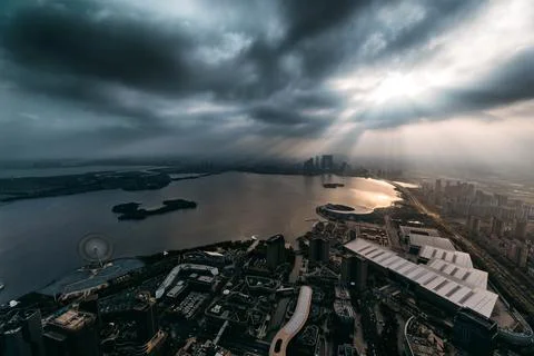 Through the rain clouds a light of jesus in suzhou Stock Photos