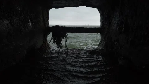 Through a sea wall Stock Footage 138219927