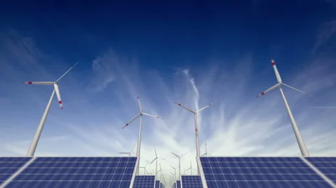 Through solar panels and windmills - loop 動画素材 45204376