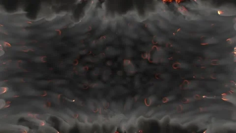 Through the thick creeping smoke, the lights of the extinguished fire are barely Stock Footage 170190217