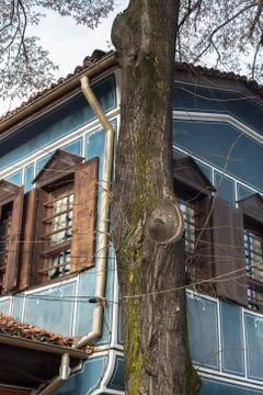 Through the tree - part of a beautiful Renaissance house in Bulgarian style. Stock Photos