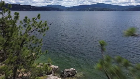 Through Trees &amp; Out To The Lake 4K Drone Shot 스톡 동영상 279099009