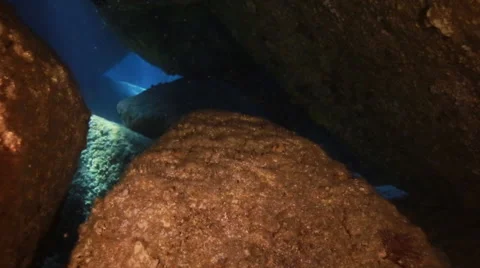 Through underwater cave Stock Footage 50621111
