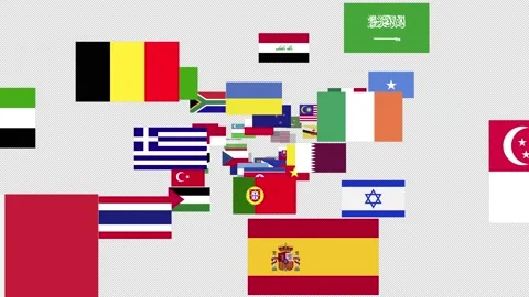 Through Various Country Flags Stock Footage 229557010
