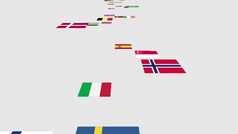 Through Various Country Flags Stock Footage 253111324