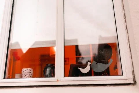 Through the window home decor white Stock Photos