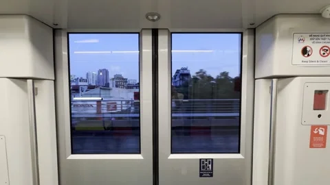 Through The Windows Of A Hanoi Metro Train Stock Footage 335812746