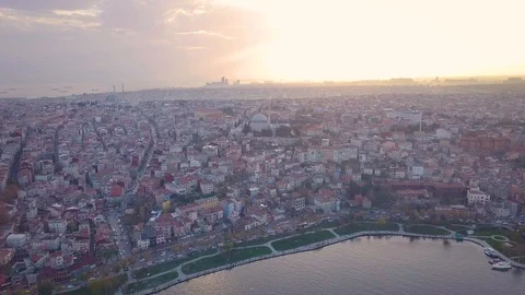 Through to yavuz sultan mosque top drone fast movement Stock Footage 103108289