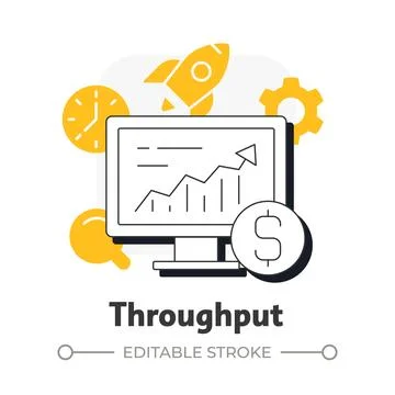 Throughput flat outline concept icon Stock Illustration