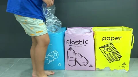 Throw away plastic bottles separately Stock Footage 202290850