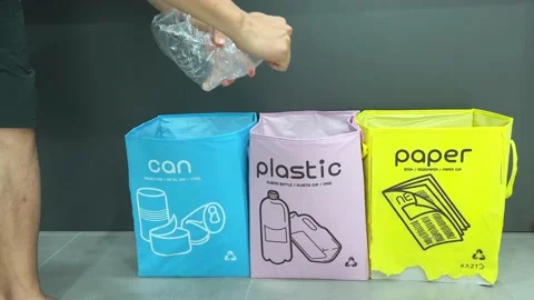 Throw away plastic bottles separately Stock Footage 202290852