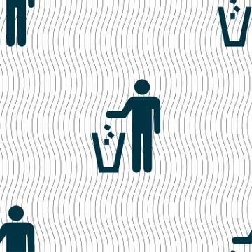 Throw away the trash icon sign. Seamless pattern with geometric texture. Vect Stockillustratie