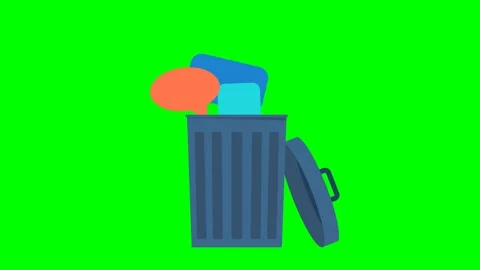 Throw bad talk into the trash, stop bad conversation. Throwing away problems Stock Footage 305851282