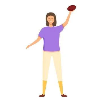 Throw ball icon cartoon vector. Motion woman player Stock Illustration