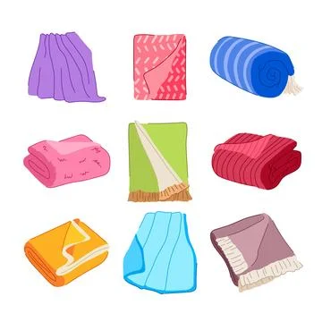 Throw blanket set cartoon vector illustration Illustration