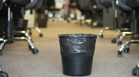 Throw crushed paper into garbage, 4k UHD 2160p, dolly slider shot Stock Footage 64774511