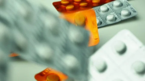 Throw drug pill close up  Stock Footage 111849543