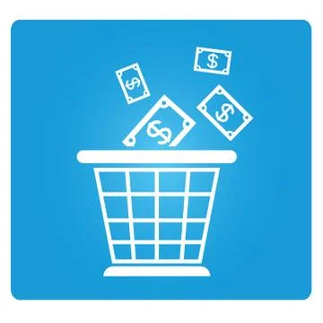 Throw money to bin Stock Illustration
