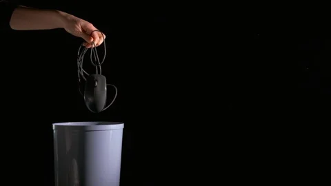 Throw out computer mouse. Video stock 255534885