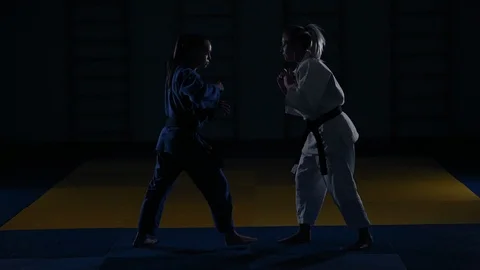 Throw over yourself into judo. Slow motion Stock Footage 119836496