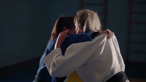 Throw over yourself into judo. Slow motion Stock Footage 120384329