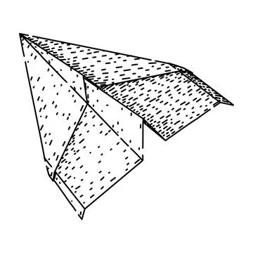 Throw paper plane sketch hand drawn black Stock Illustration