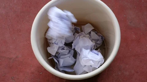 Throw paper in the waste basket. concept for business frustration, stress Stock Footage 119910300