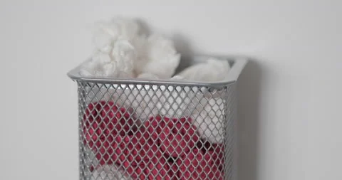 Throw papers into plastic trash can Stock Footage 113767928