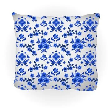 Throw pillow isolated in Russian style Gzhel Stock Illustration