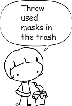 Throw used masks in the trash vector cartoon Stock Illustration