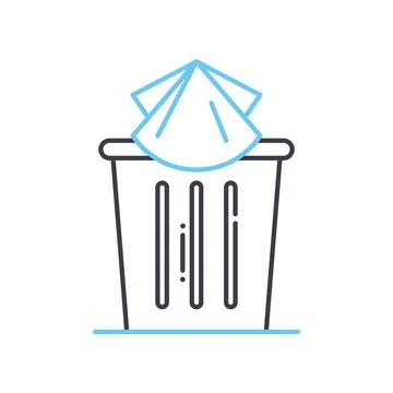 Throw used tissue line icon, outline symbol, vector illustration, concept sign 스톡 일러스트