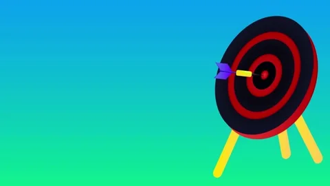 Throwing 3 arrows at a dartboard hitting bullseye first time animation motion Stock Footage 162593951