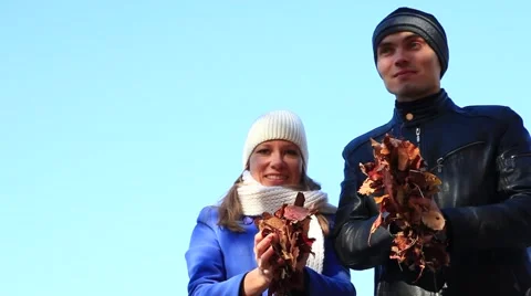 Throwing  autumn fall leaves Stock Footage 42707025