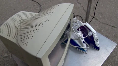 Throwing away electronic waste Stock Footage 234139965