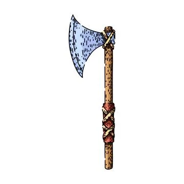Throwing axe medieval sketch hand drawn vector イラスト素材