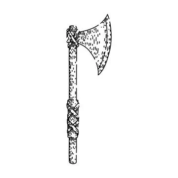 Throwing axe medieval sketch hand drawn vector イラスト素材