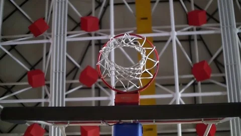 Throwing to the basketball basket successfully completed the ball goes into t Stock Footage 80267933