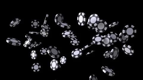 The throwing of black casino chips and falling off the screen in slow motion Stock Footage 282196104