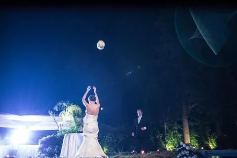 Throwing of the bouquet Stock Photos