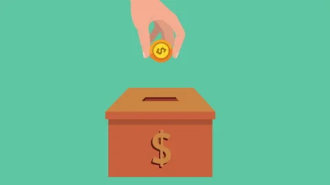 Throwing a Coin İnto the Donation Box Video stock 292938332