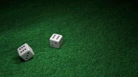 Throwing Dice on a Green Felt, Animation, 3d rendering Stock Footage 73147437